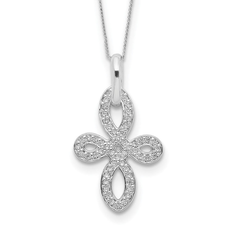 Sterling Silver Cz Cross Necklace