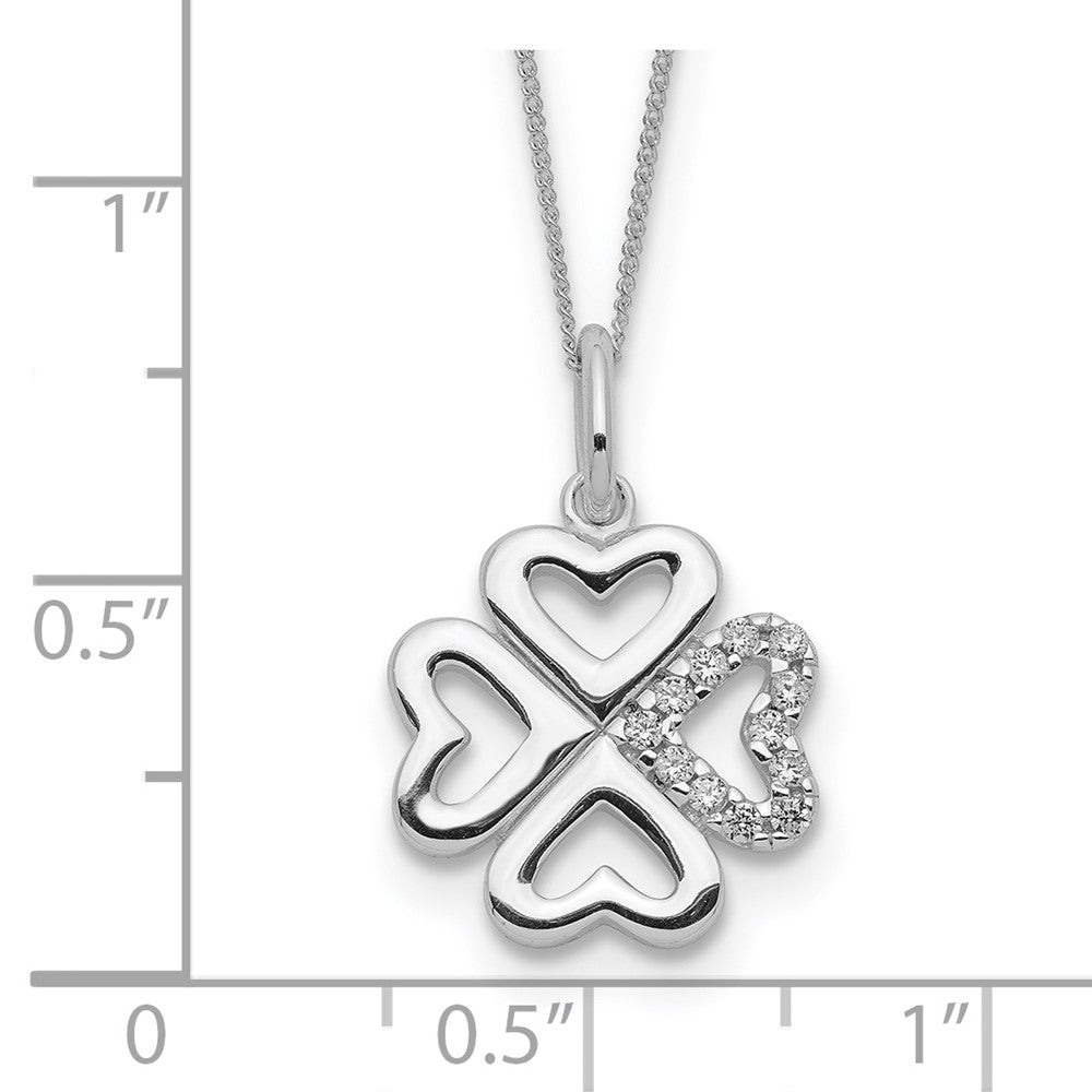 Sterling Silver Cz 4-Leaf Clover Necklace