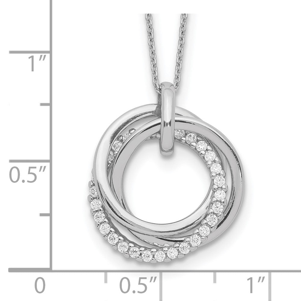 Sterling Silver Rhodium Plated Fancy Cz Necklace W/2In Ext.