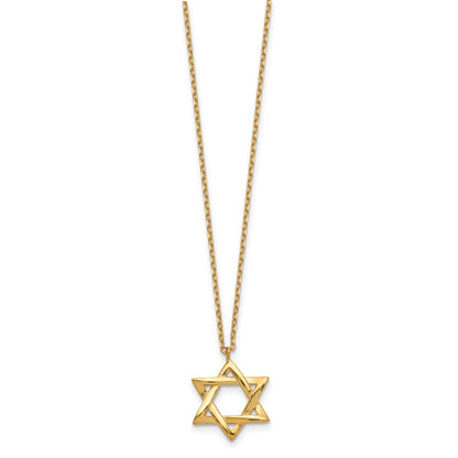 Sterling Silver Gold-Tone Star Of David 16.5 Inch Necklace With 1 Extension