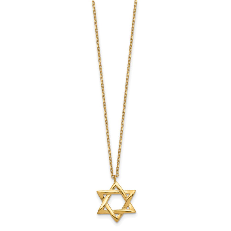 Sterling Silver Gold-Tone Star Of David 16.5 Inch Necklace With 1 Extension