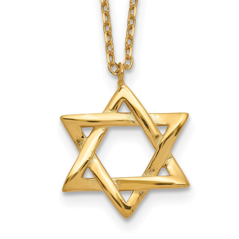 Sterling Silver Gold-Tone Star Of David 16.5 Inch Necklace With 1 Extension