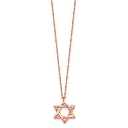 Sterling Silver Rose-Tone Star Of David 16.5 Inch Necklace With 1 Extension