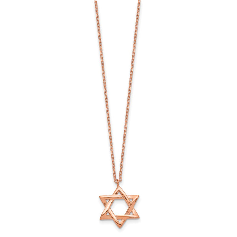 Sterling Silver Rose-Tone Star Of David 16.5 Inch Necklace With 1 Extension