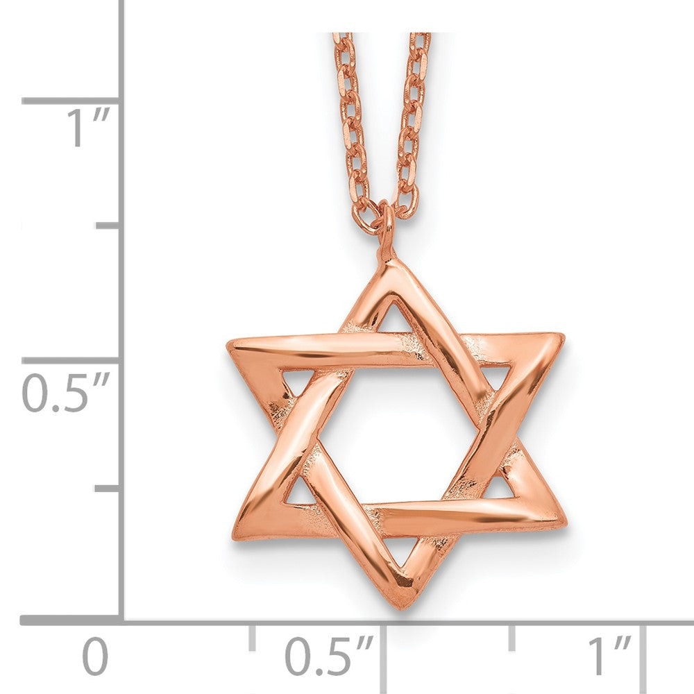 Sterling Silver Rose-Tone Star Of David 16.5 Inch Necklace With 1 Extension