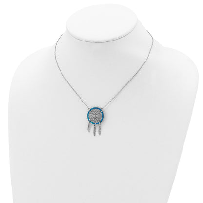 Sterling Silver Rhod-Pltd Created Opal Dreamcatcher W/2In Ext Necklace