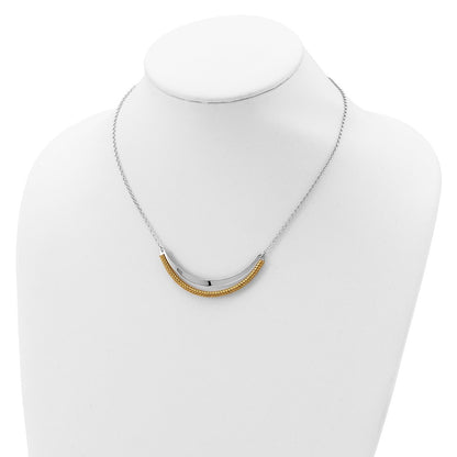 Sterling Silver Rh Plated/Gold-Plated Curved Bar W/2In Ext Necklace