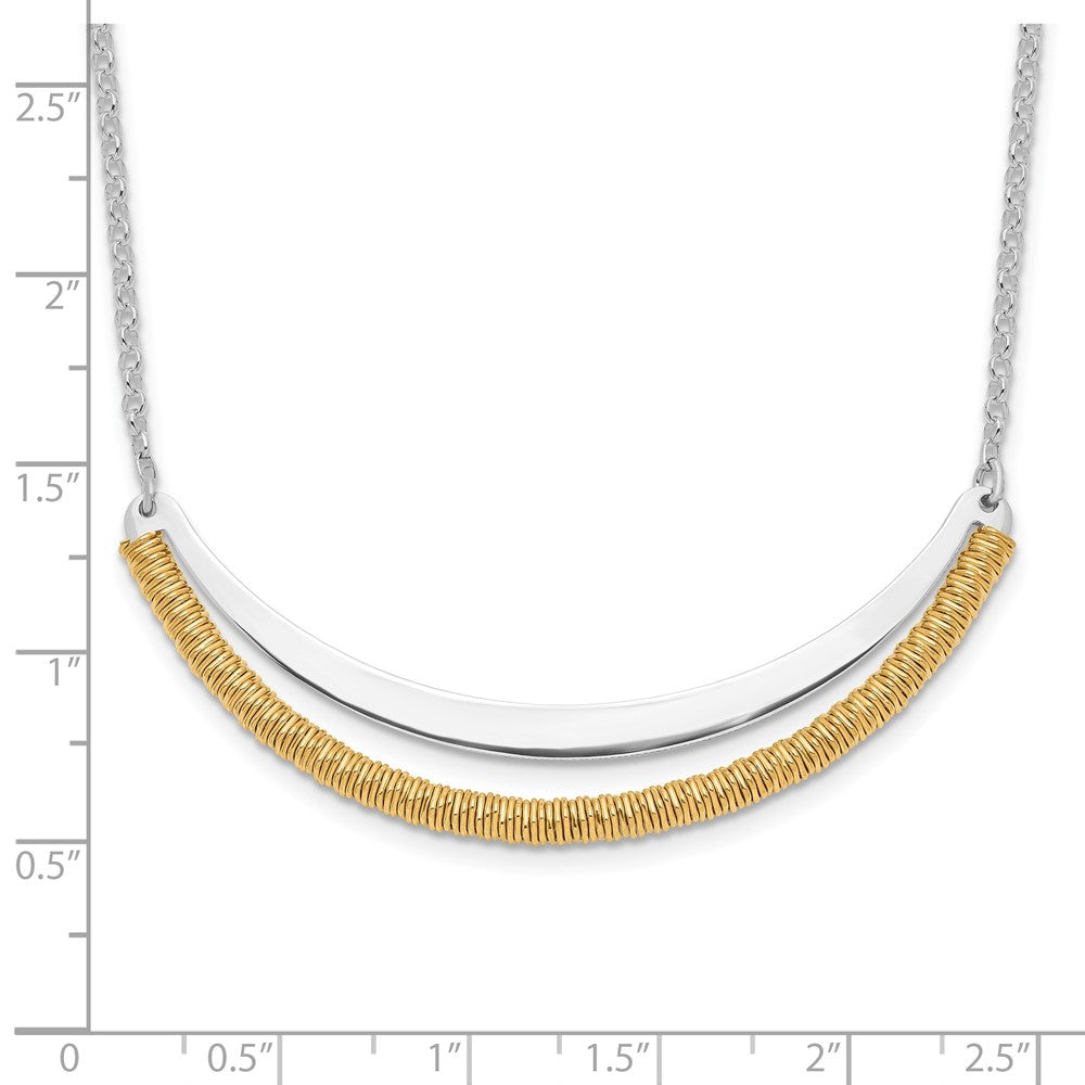 Sterling Silver Rh Plated/Gold-Plated Curved Bar W/2In Ext Necklace