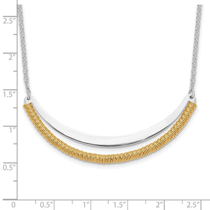 Sterling Silver Rh Plated/Gold-Plated Curved Bar W/2In Ext Necklace