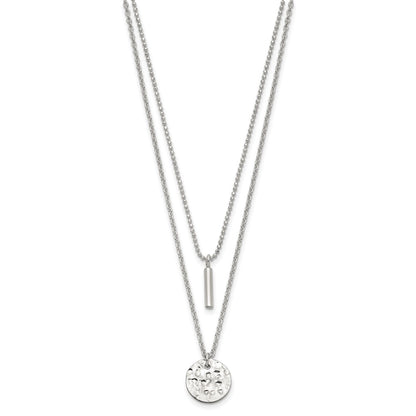 Sterling Silver 2-Strand Hammered Circle And Bar Necklace