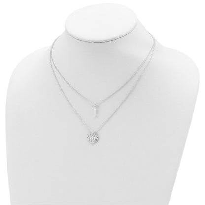 Sterling Silver 2-Strand Hammered Circle And Bar Necklace