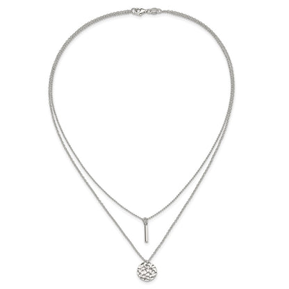 Sterling Silver 2-Strand Hammered Circle And Bar Necklace