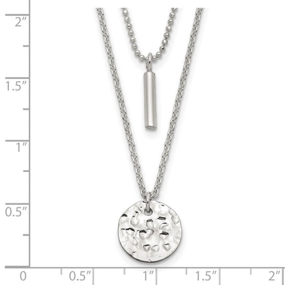 Sterling Silver 2-Strand Hammered Circle And Bar Necklace