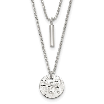 Sterling Silver 2-Strand Hammered Circle And Bar Necklace