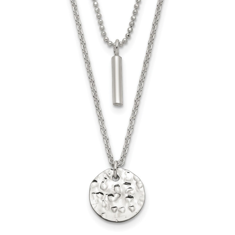 Sterling Silver 2-Strand Hammered Circle And Bar Necklace