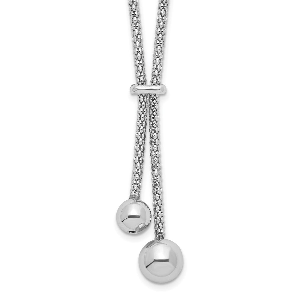 Sterling Silver Rhodium-Plated D/C W/1.5In Ext. 2-Bead Y-Necklace