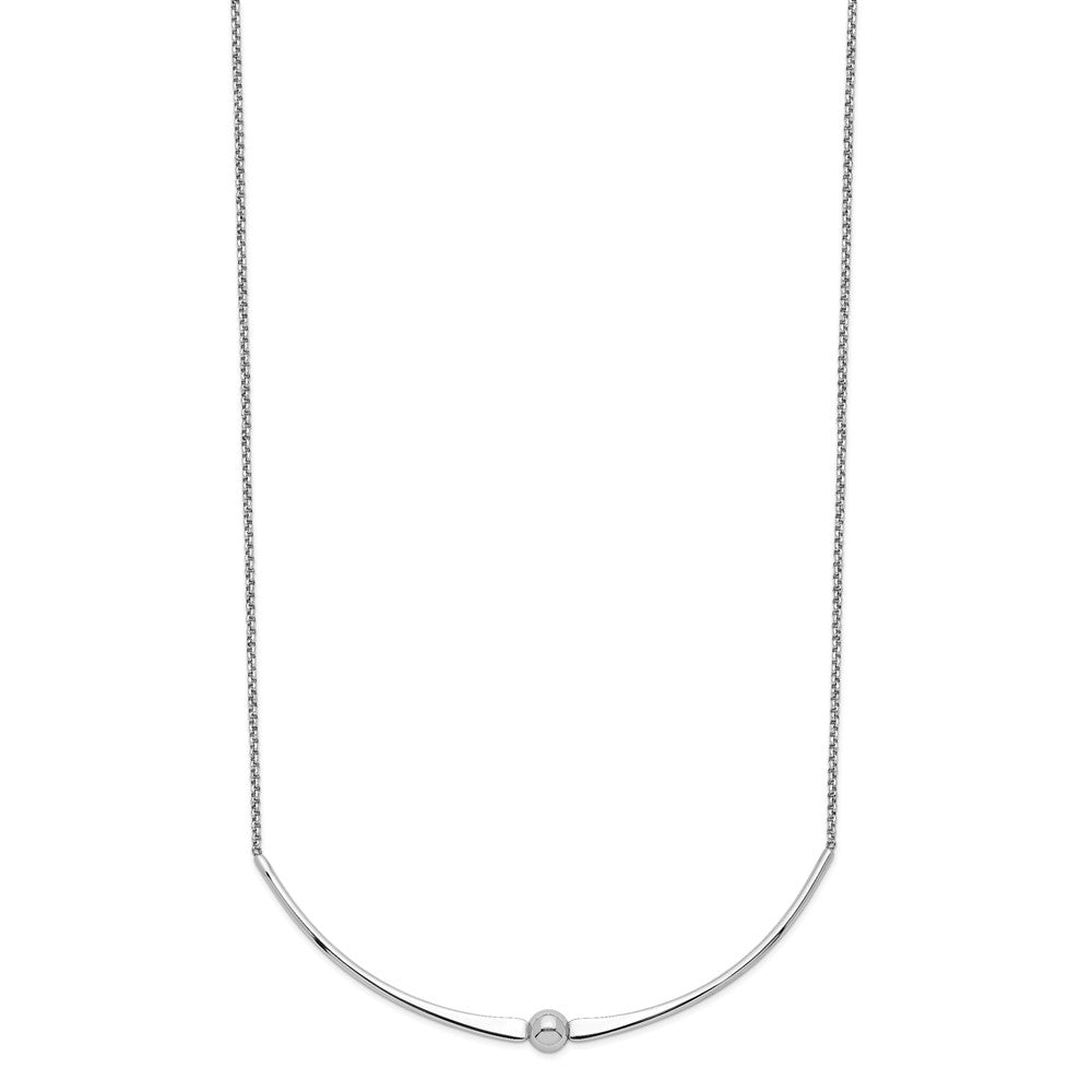 Sterling Silver Rhodium-Plated Polished W/ 1 In Ext. Necklace