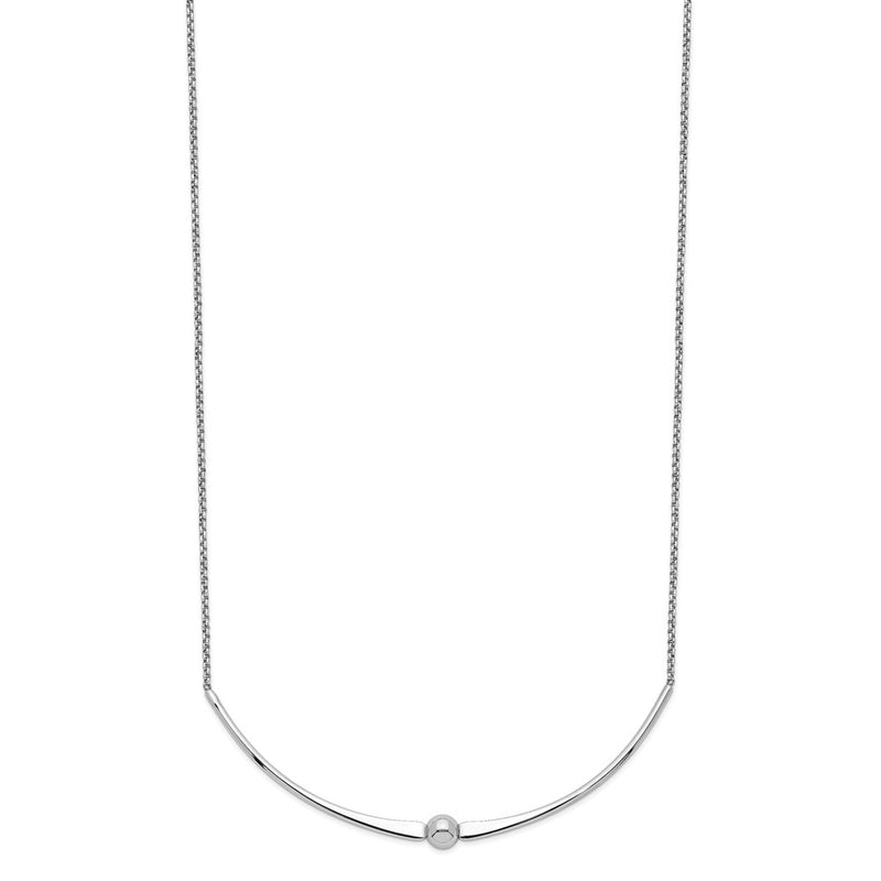 Sterling Silver Rhodium-Plated Polished W/ 1 In Ext. Necklace