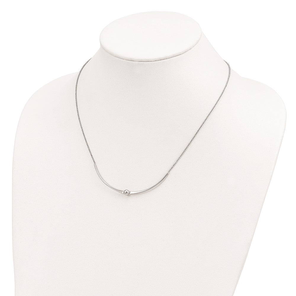 Sterling Silver Rhodium-Plated Polished W/ 1 In Ext. Necklace