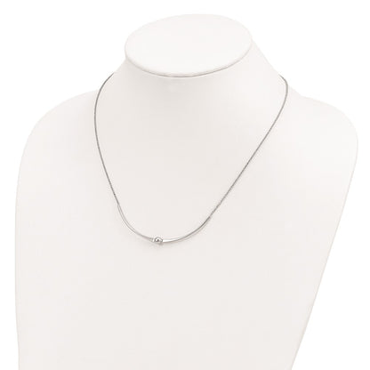 Sterling Silver Rhodium-Plated Polished W/ 1 In Ext. Necklace