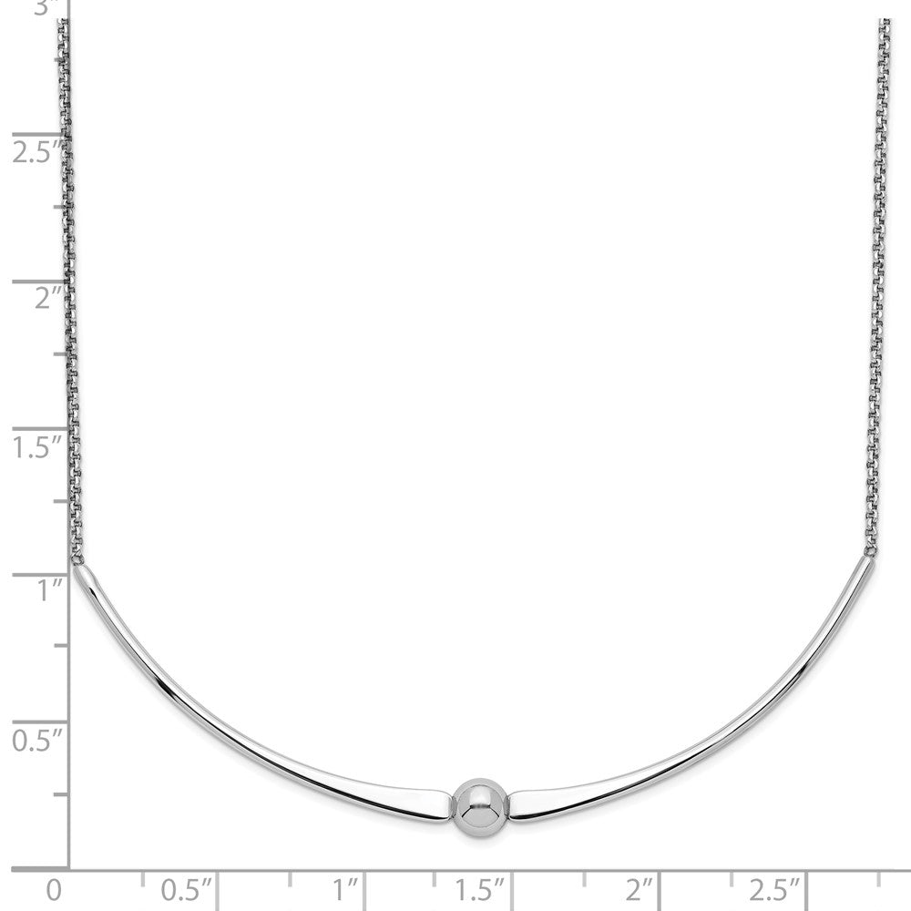 Sterling Silver Rhodium-Plated Polished W/ 1 In Ext. Necklace