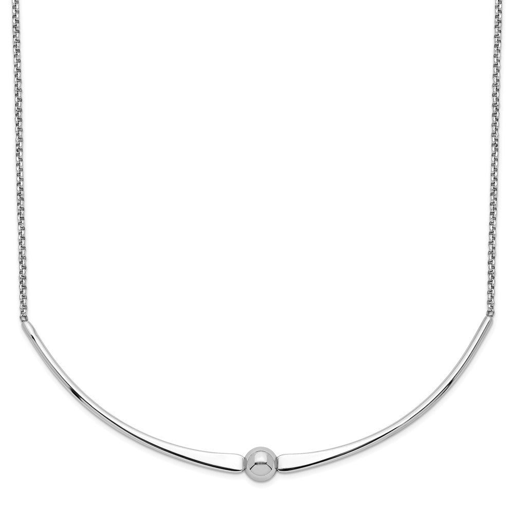 Sterling Silver Rhodium-Plated Polished W/ 1 In Ext. Necklace