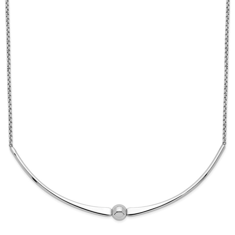 Sterling Silver Rhodium-Plated Polished W/ 1 In Ext. Necklace