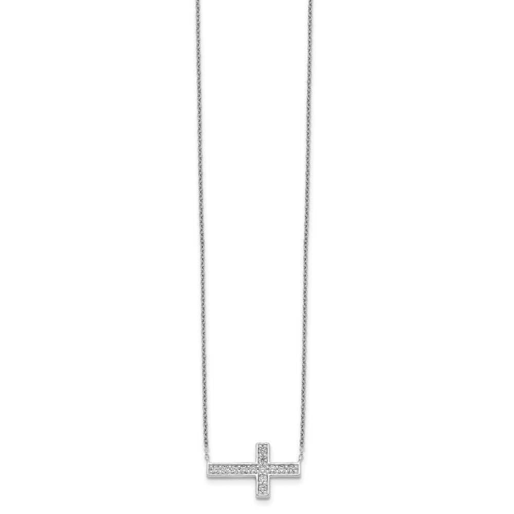 Sterling Silver Cz Cross Necklace