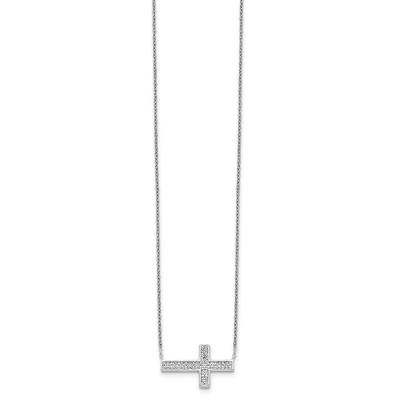 Sterling Silver Cz Cross Necklace