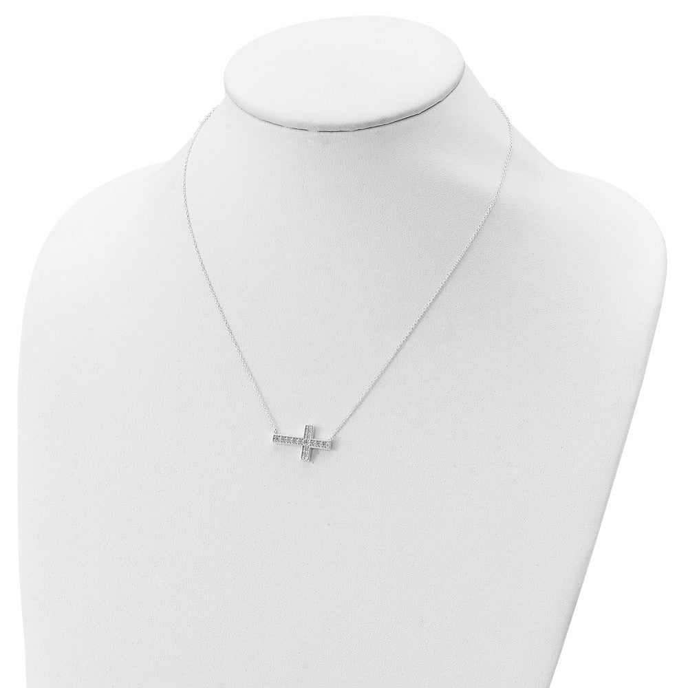 Sterling Silver Cz Cross Necklace
