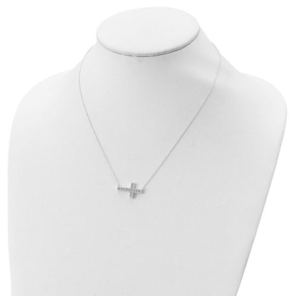 Sterling Silver Cz Cross Necklace