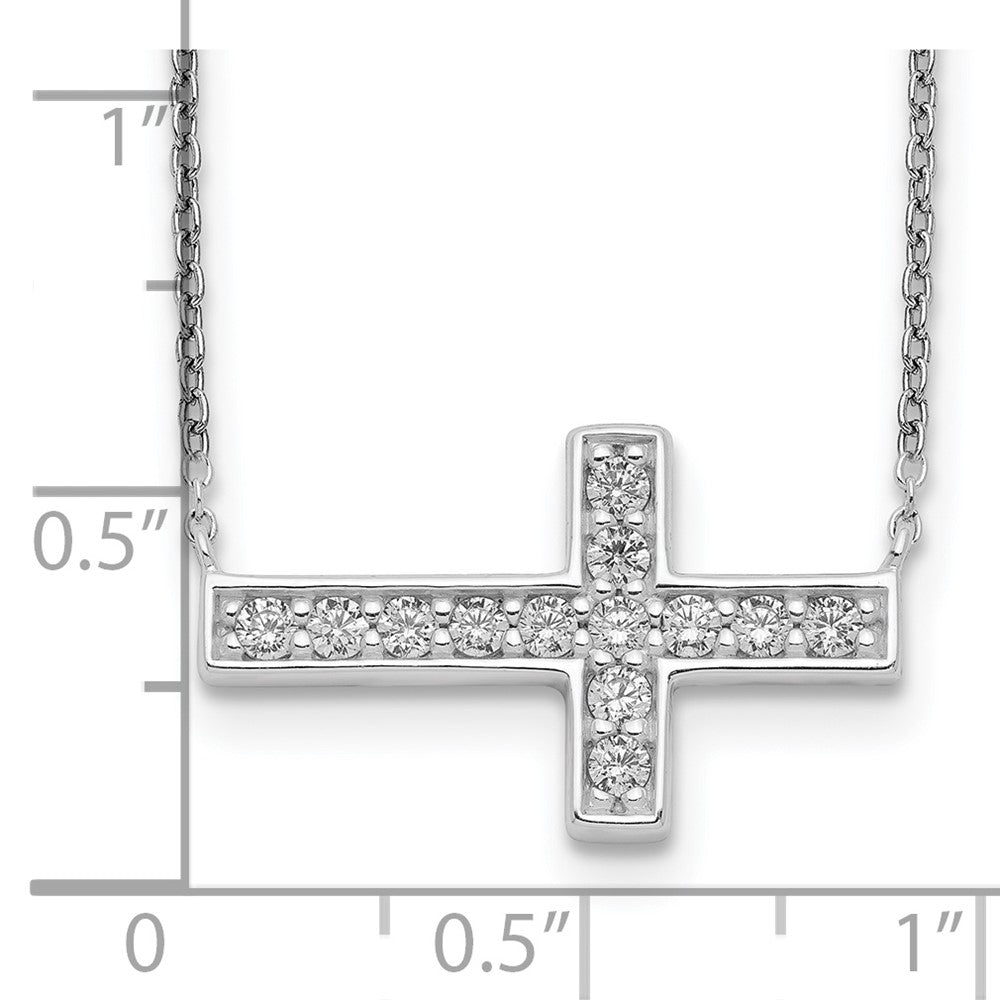 Sterling Silver Cz Cross Necklace