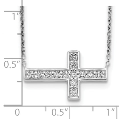 Sterling Silver Cz Cross Necklace