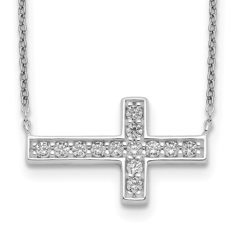 Sterling Silver Cz Cross Necklace