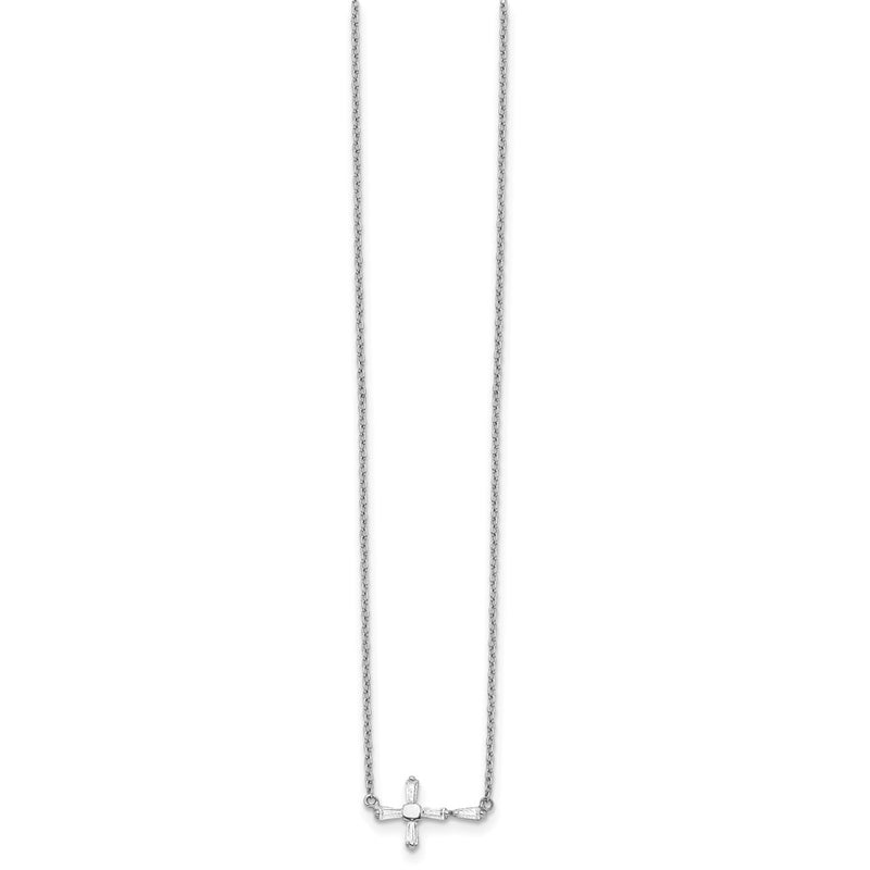 Sterling Silver Cz Cross Necklace