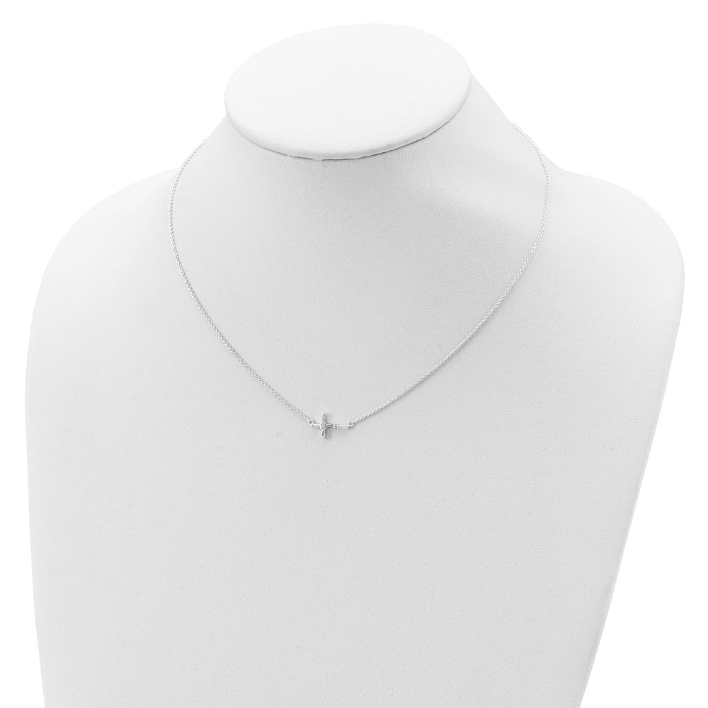 Sterling Silver Cz Cross Necklace