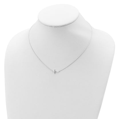 Sterling Silver Cz Cross Necklace