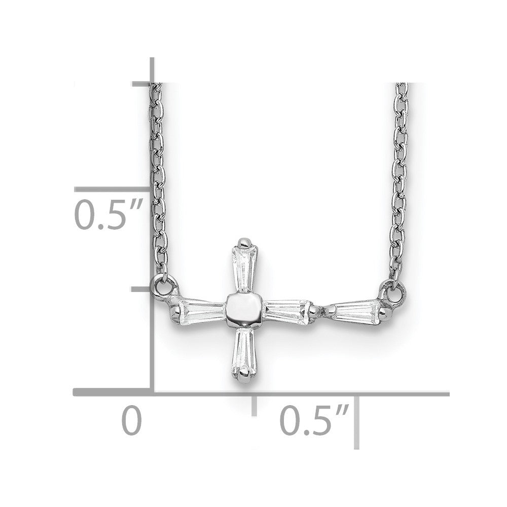 Sterling Silver Cz Cross Necklace