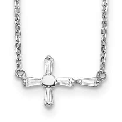 Sterling Silver Cz Cross Necklace