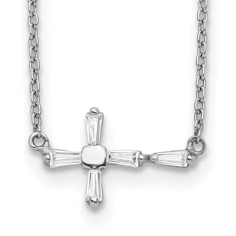 Sterling Silver Cz Cross Necklace