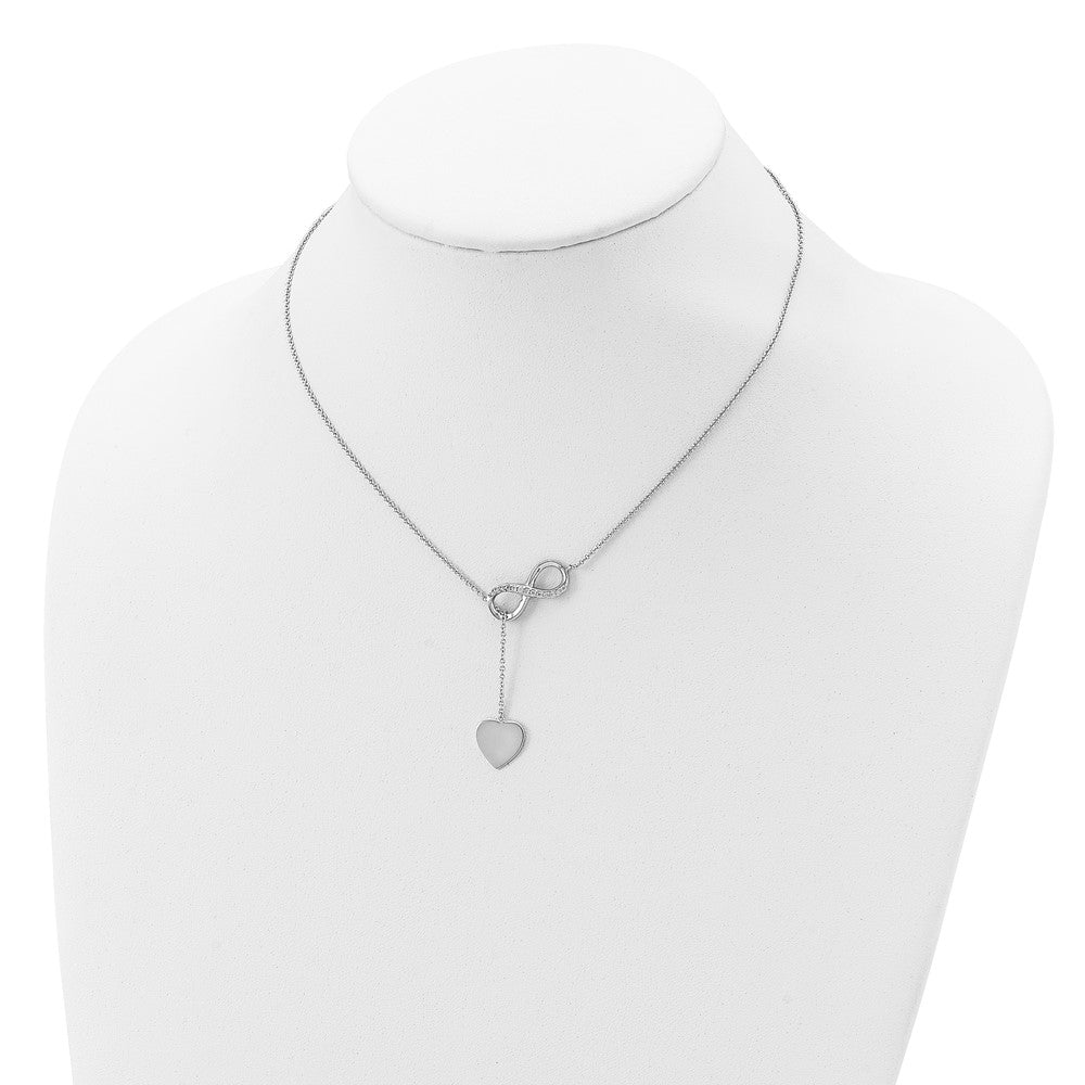 Sterling Silver Rh-Plated Cz Infinity/Heart W/2In Ext. Y-Necklace