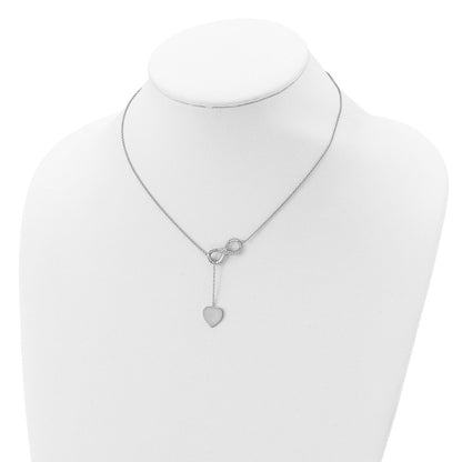 Sterling Silver Rh-Plated Cz Infinity/Heart W/2In Ext. Y-Necklace
