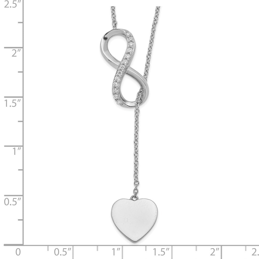 Sterling Silver Rh-Plated Cz Infinity/Heart W/2In Ext. Y-Necklace
