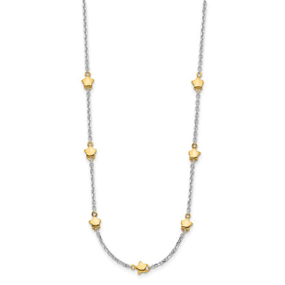 Sterling Silver Rh-Plated/Gold-Plated 7-Star W/1.5In Ext Necklace