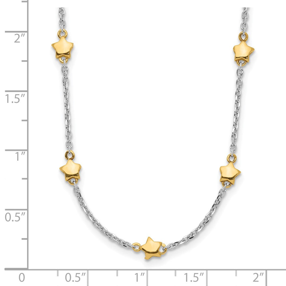 Sterling Silver Rh-Plated/Gold-Plated 7-Star W/1.5In Ext Necklace
