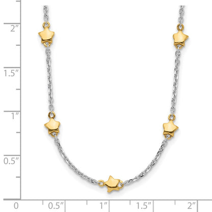 Sterling Silver Rh-Plated/Gold-Plated 7-Star W/1.5In Ext Necklace