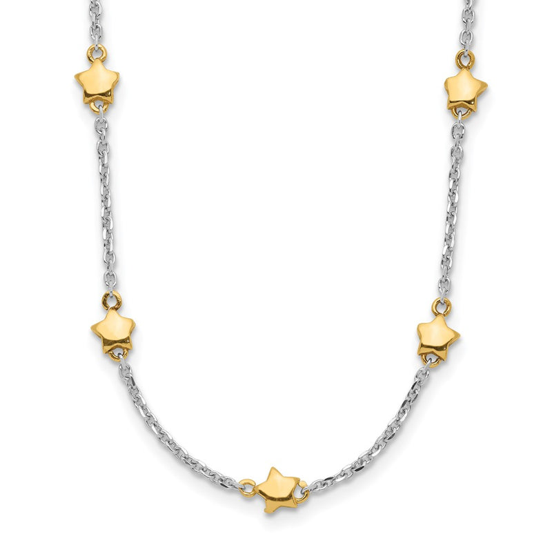 Sterling Silver Rh-Plated/Gold-Plated 7-Star W/1.5In Ext Necklace