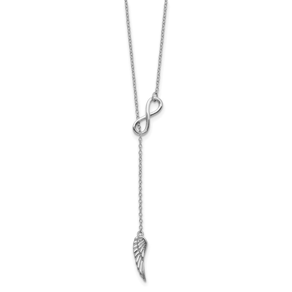 Sterling Silver Rh-Plated Open Infinity/Wing W/2In Ext Necklace