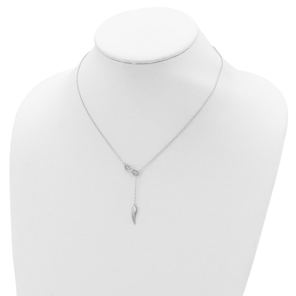 Sterling Silver Rh-Plated Open Infinity/Wing W/2In Ext Necklace