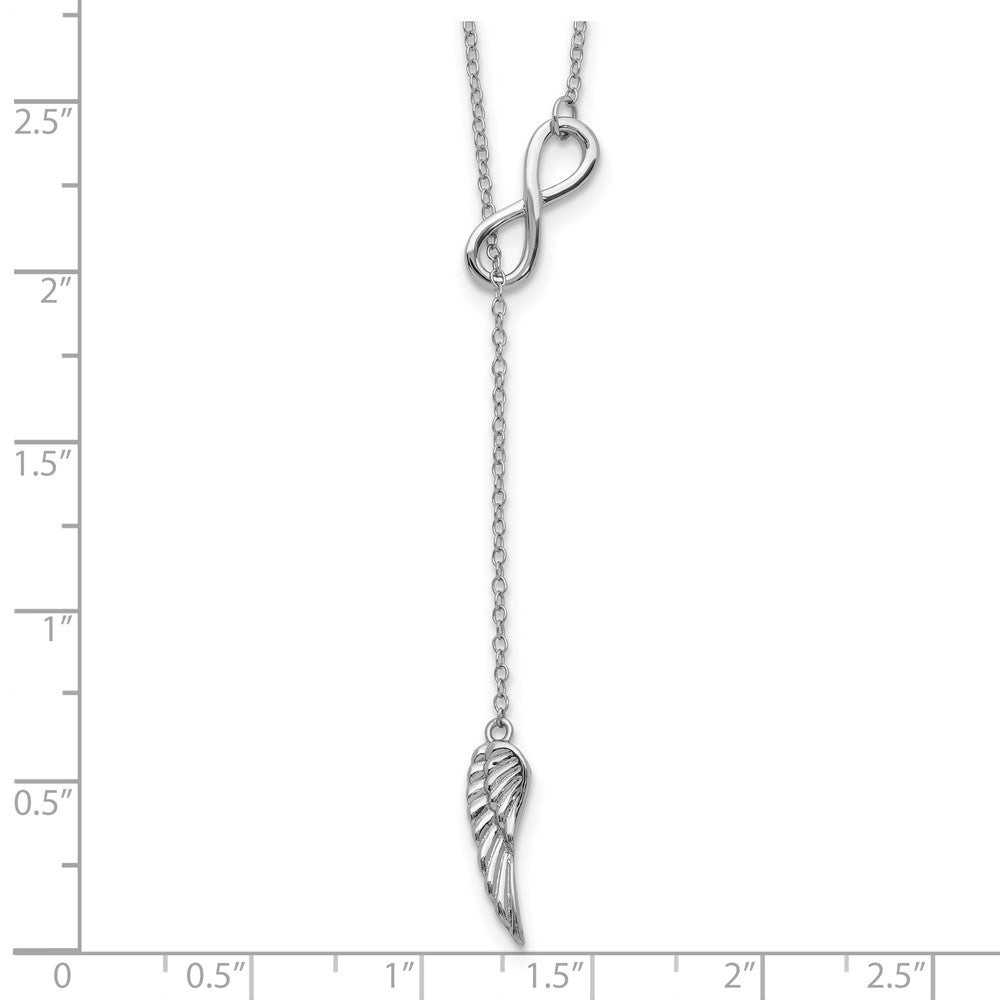 Sterling Silver Rh-Plated Open Infinity/Wing W/2In Ext Necklace